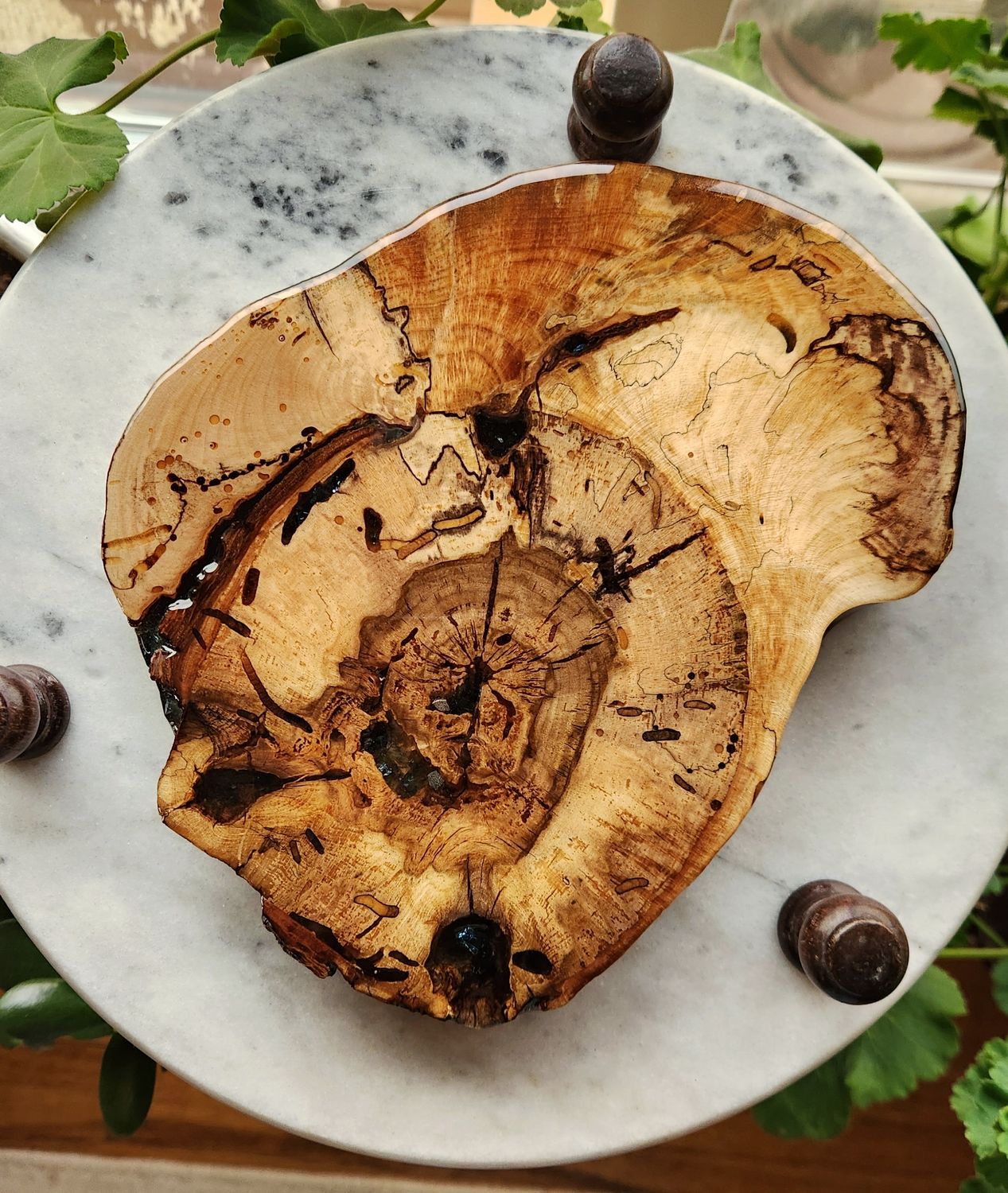 Spalted Maple Trivet with Glass Chips