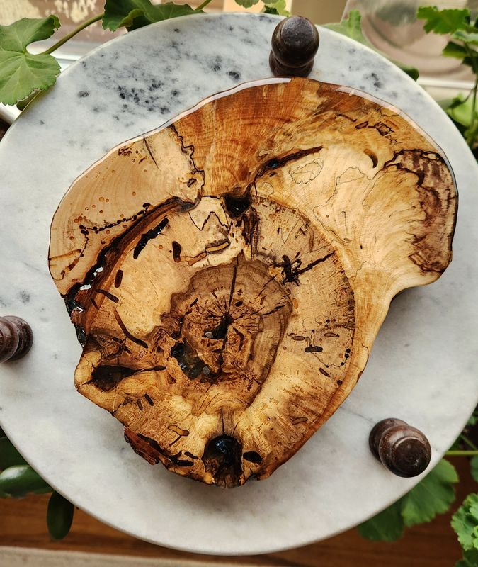 Spalted Maple Trivet with Glass Chips