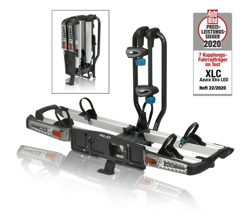 Heckträger Azura Xtra LED f Kupplung
faltbar, für 2 E-Bikes, abklappbar