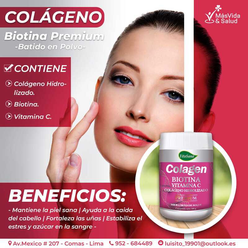 COLAGENO  + BIOTINA POLVO  3 potes de 300 C/U