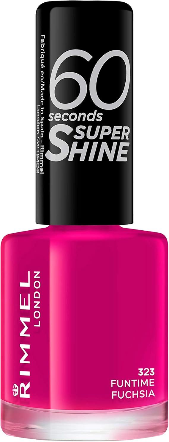 RIMMEL 60 Seconds Super Shine Nail Polish 323 Fun Time Fuchsia лак за нокти
