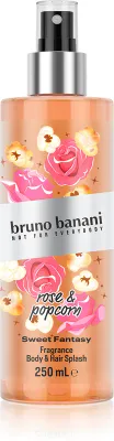 BRUNO BANANI Sweet Fantasy Rose &amp; Popcorn Body Splash, 250 ml