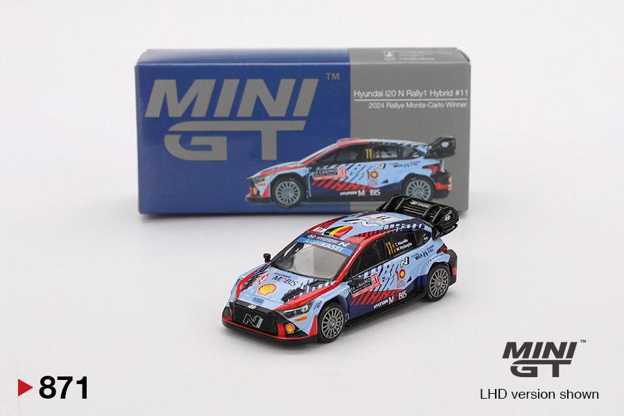1:64 Hyundai i20 N Rally1 Hybrid #11 2024 Rallye Monte-Carlo Winner (LHD) - MINI GT