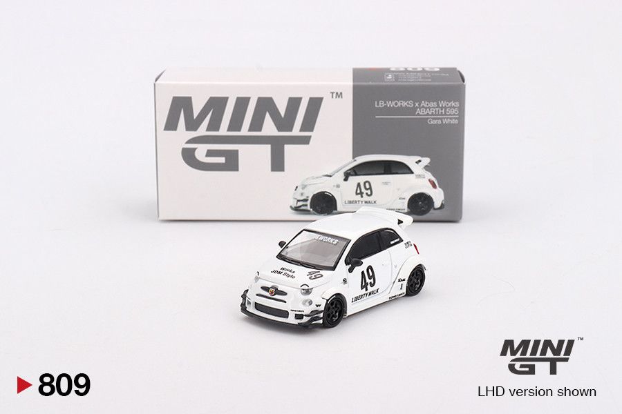 1:64 Fiat 595 Abarth LB-Works X Abas Works Gara White, 2024 (LHD) - MINI GT