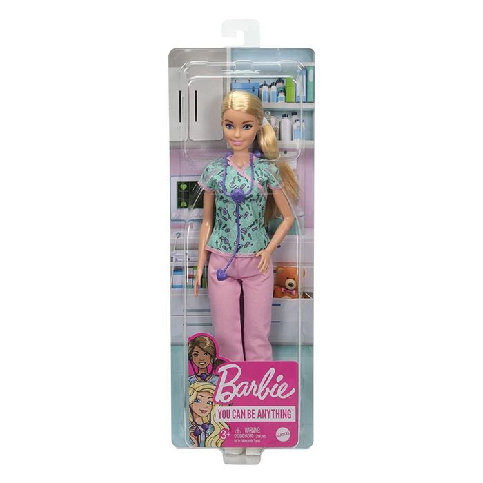 Barbie Nurse Doll, Blonde in Scrubs with Pink Pants