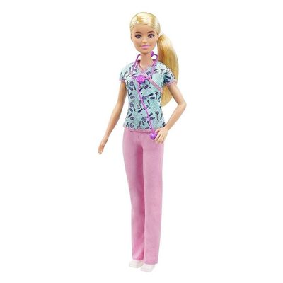 Barbie Nurse Doll, Blonde in Scrubs with Pink Pants