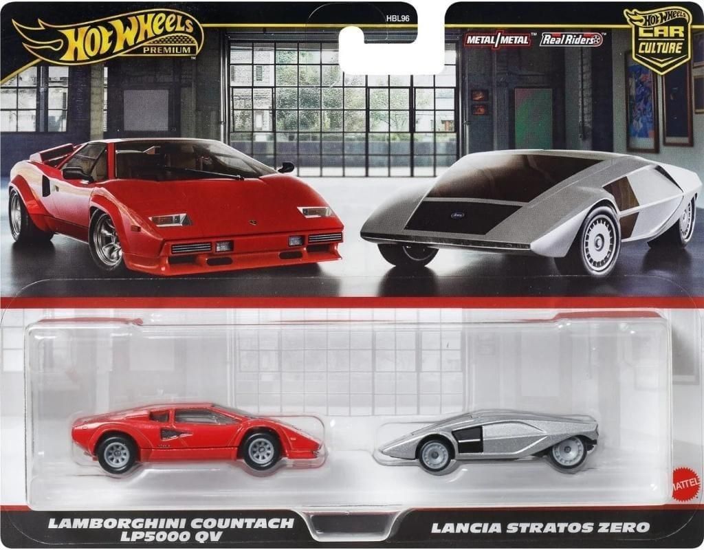 1:64 Lamborghini Countach LP5000 QV 1982 and Lancia Stratos Zero 1970 - Hot Wheels