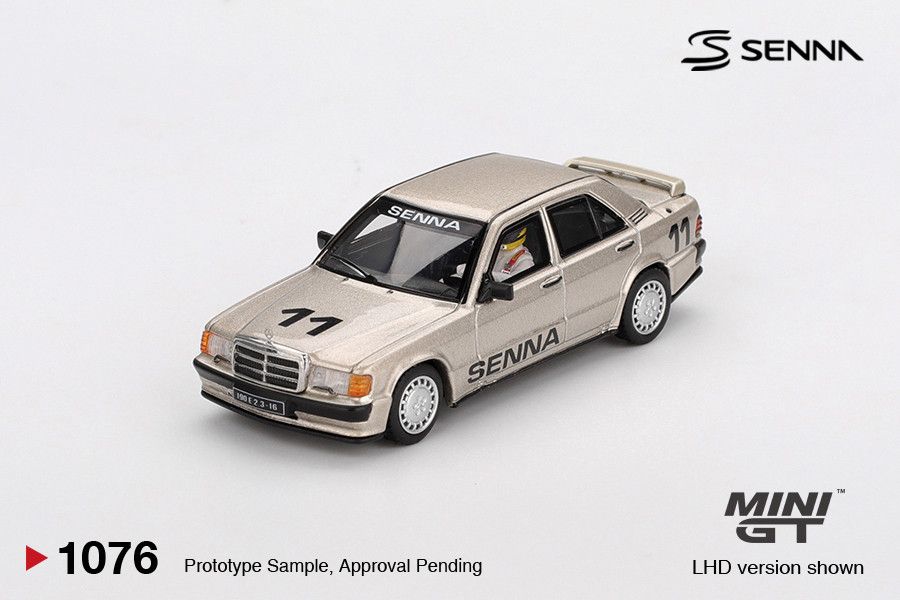 1:64 Mercedes-Benz 190 E 2.3-16 #11 Ayrton Senna 1984 Nurburgring Race of Champions with Figure (LHD) - MINI GT