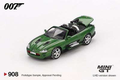 1:64 Jaguar XKR, James Bond 007 Series "Die Another Day", Green, 2002, English (Blister Packaging) - MINI GT