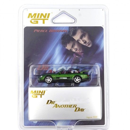 1:64 Jaguar XKR, James Bond 007 Series "Die Another Day", Green, 2002, English (Blister Packaging) - MINI GT