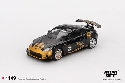 1:64 Toyota GB Supra GR86 LB-Nation, Black/Gold,2025 (RHD) - MINI GT