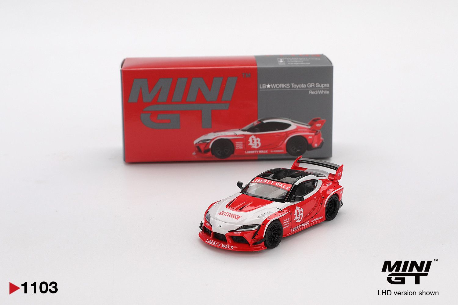 1:64 Toyota GR Supra LB-Works, Red/White, 2025 (LHD) - MINI GT