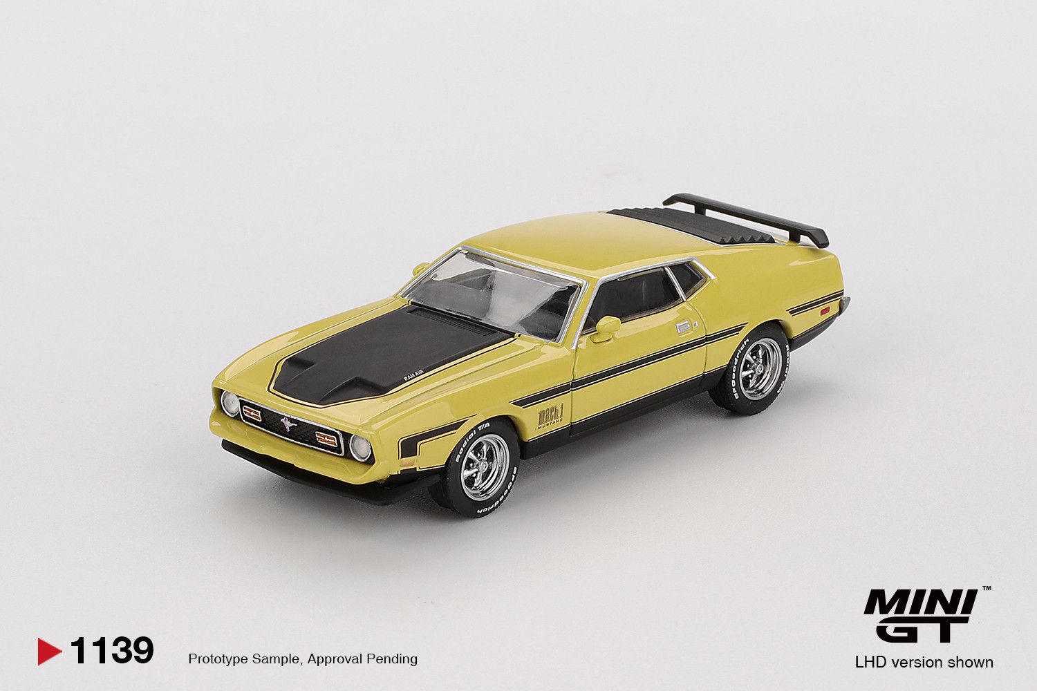 1:64 Ford Mustang Mach1 Grabber Yellow 1971 (LHD) - MINI GT