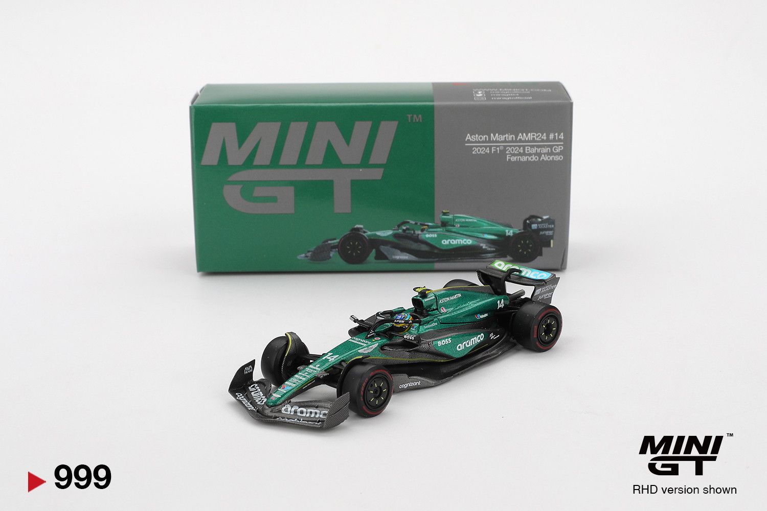 1:64 Aston Martin AMR24 #14 Fernando Alonso F1 2024 Bahrain GP 2024 (LHD) - MINI GT