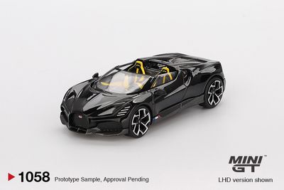 1:64 Bugatti W16, Mistral Black, 2024 (LHD) - MINI GT