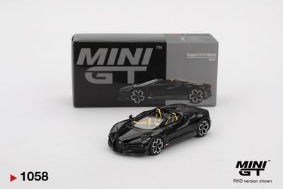 1:64 Bugatti W16, Mistral Black, 2024 (LHD) - MINI GT