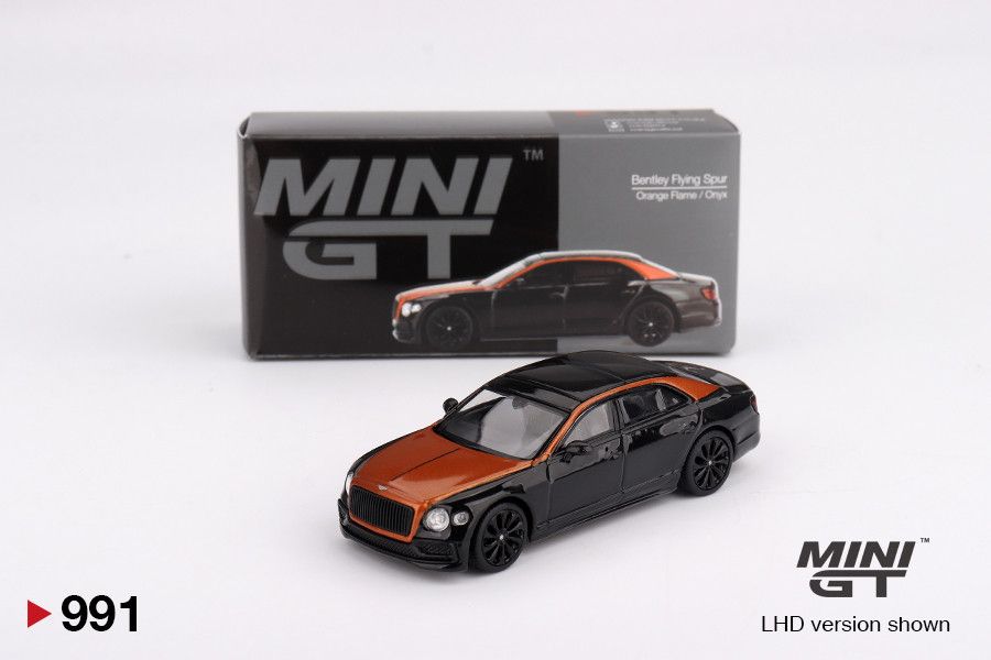1:64 Bentley Flying Spur, Orange Flame/Onyx, 2024 (LHD) - MINI GT