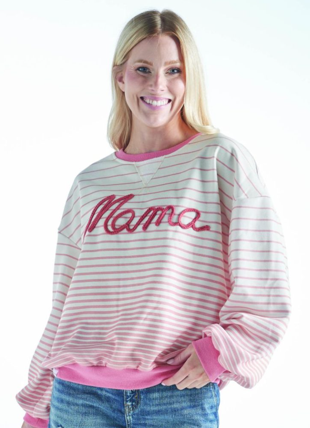 Striped Mama Crew Pullover