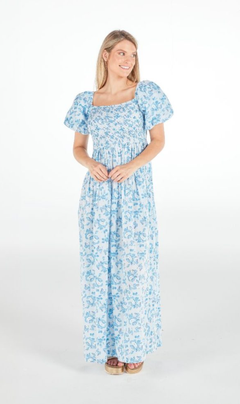 Spring Blue Smocked Dress