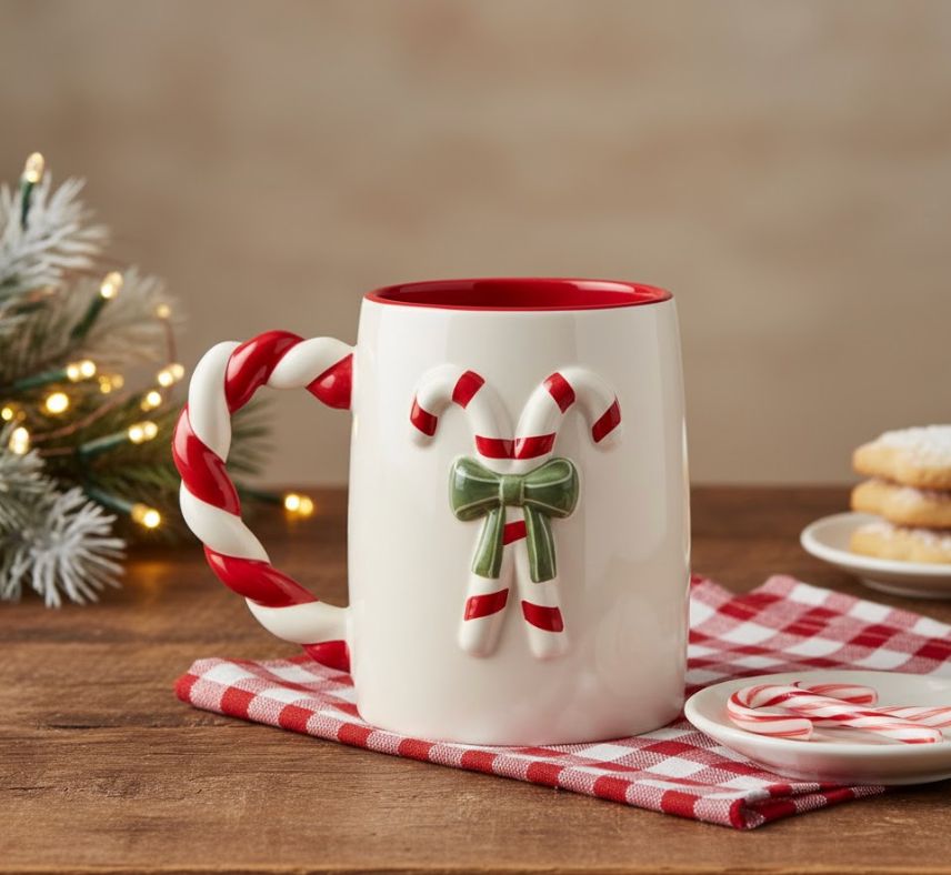 Sculpted Candy Cane Mug
