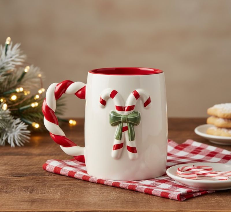 Sculpted Candy Cane Mug