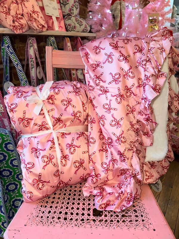 Christmas Candy Satin Ruffle Blanket