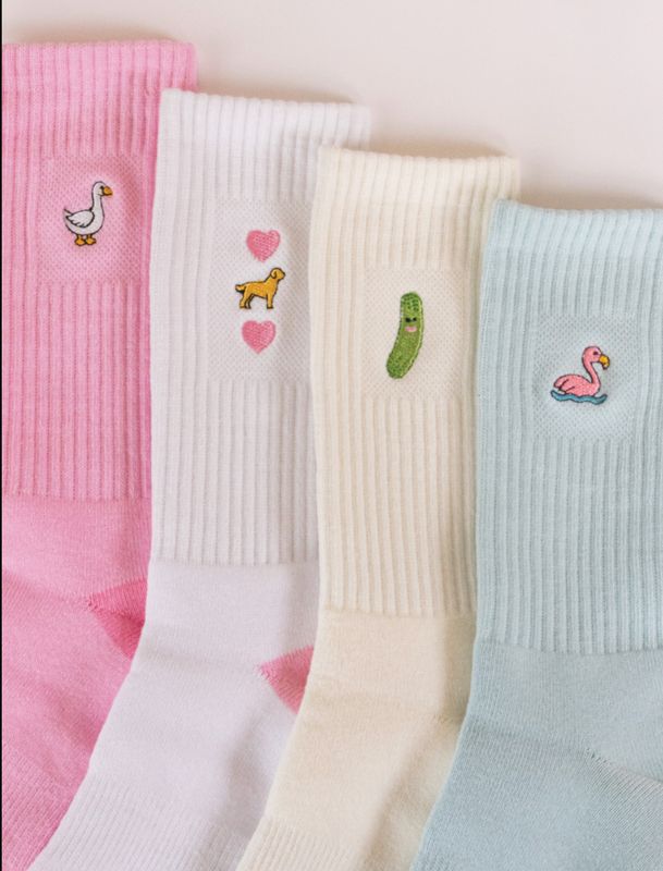 Embroidered Crew Socks