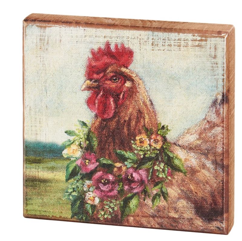 Floral Chicken Block Sign