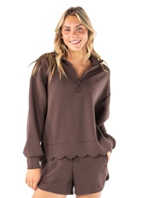 Scalloped Coffee Pullover