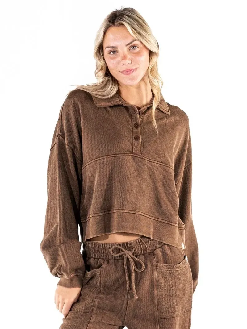 Sepia Button Pullover
