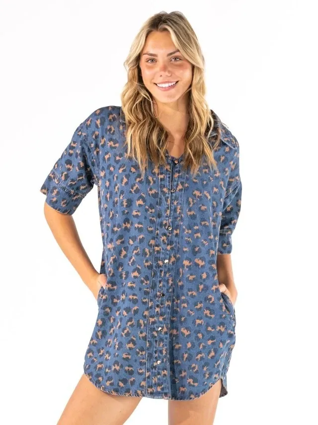 Leopard Denim Dress
