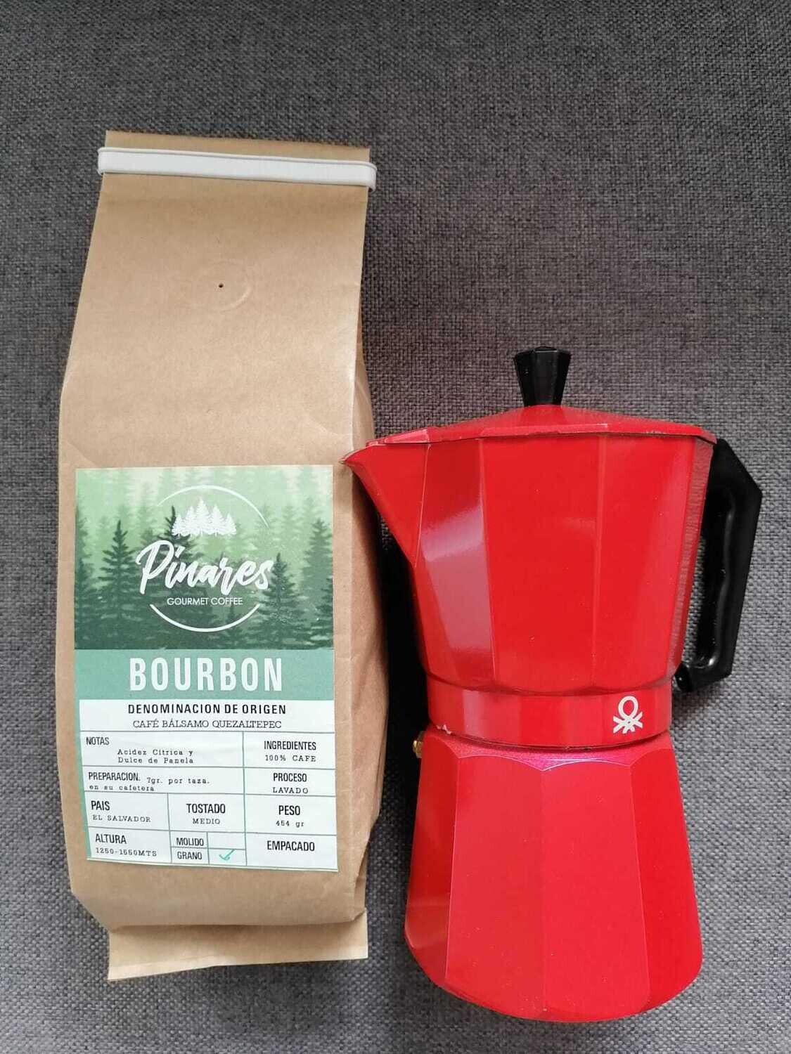 Una Libra de Café Bourbon Lavado + Una Cafetera Italiana marca Benetton. Una Libra de Café Bourbon Lavado + Una Cafetera Italiana marca Benetton.