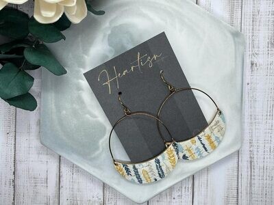 Navy/Mustard Feather - Crescent Hoops