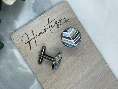 Teal Waving Foliage - Cuff Links