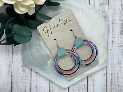 WOOD/Pastel - Double Hoops