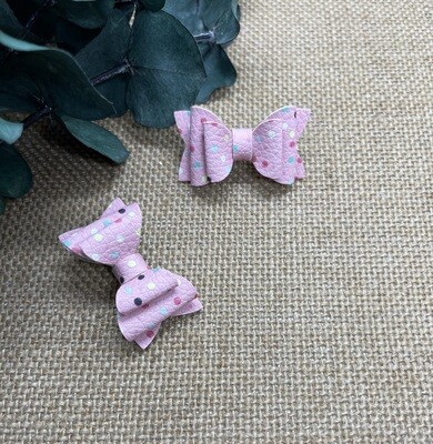 Polka Dots on Pink - Micro Bow SET
