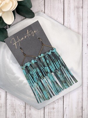 Pheasant Feathers on Teal - Hanger Fringe