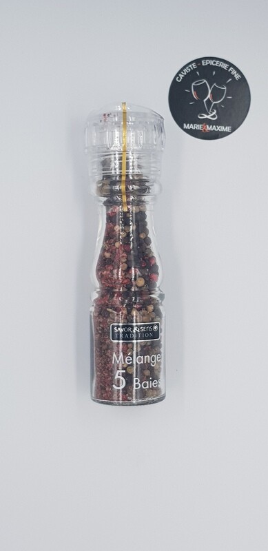 Petit moulin melange poivre 5 baies Savor et sens 60gr