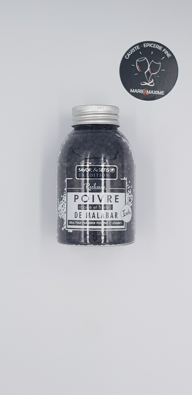 Recharge poivre malabar noir des Indes Savor et sens 130gr