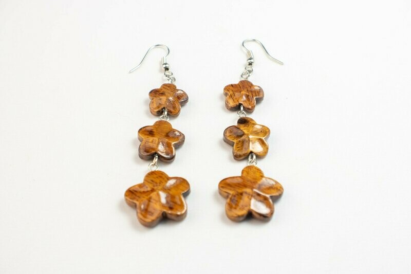 Plumeria Koa Dangle Earrings