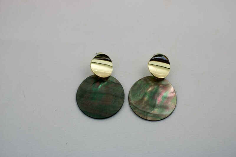 Mother of Pearl & Gold Plated Round Earrings