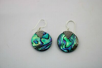 Abalone Shell & Sterling Silver Round Earrings
