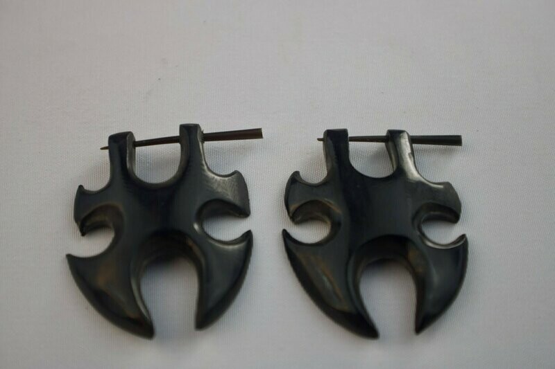Horn Tribal Black Stick Earrings