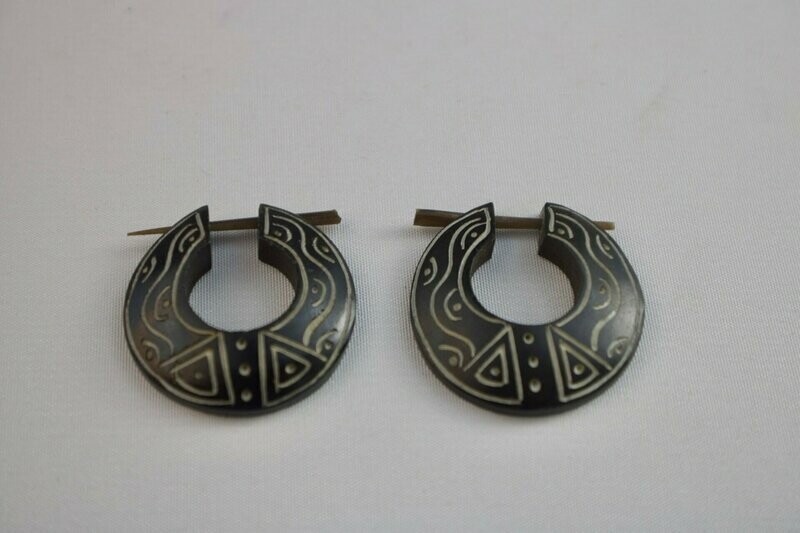 Bone Tribal Circle Stick Earrings