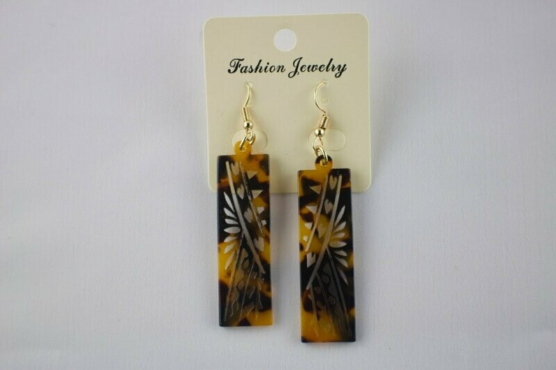 Faux tortoise/turtle shell Acrylic rectangle tribal dangle earrings