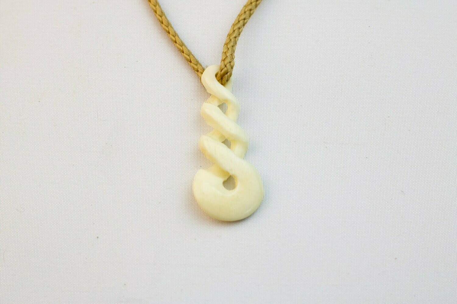 Bone Pikorua Pendant on Adjustable Hand Braided Tan Cord