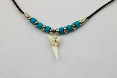 Modern Day Mako Shark Tooth Blue Necklace