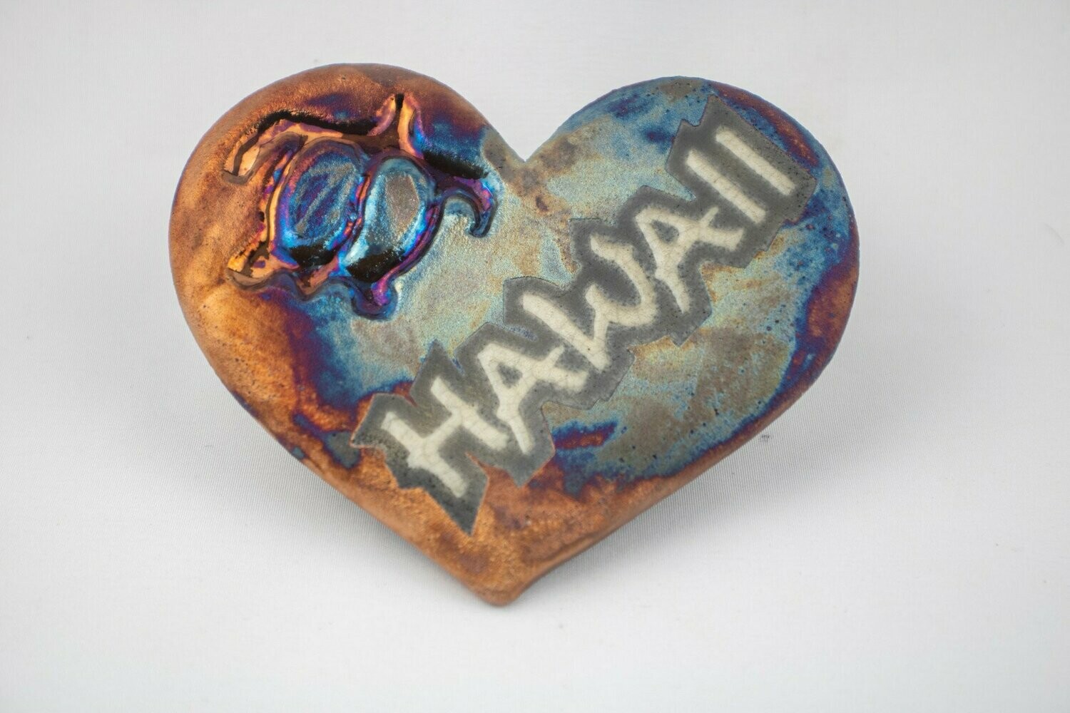 Raku Heart with Petroglyph Turtle