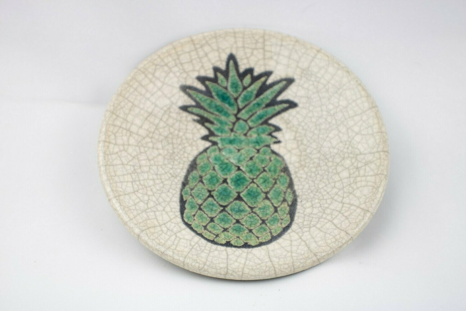 Raku White Crackle Pineapple Dish
