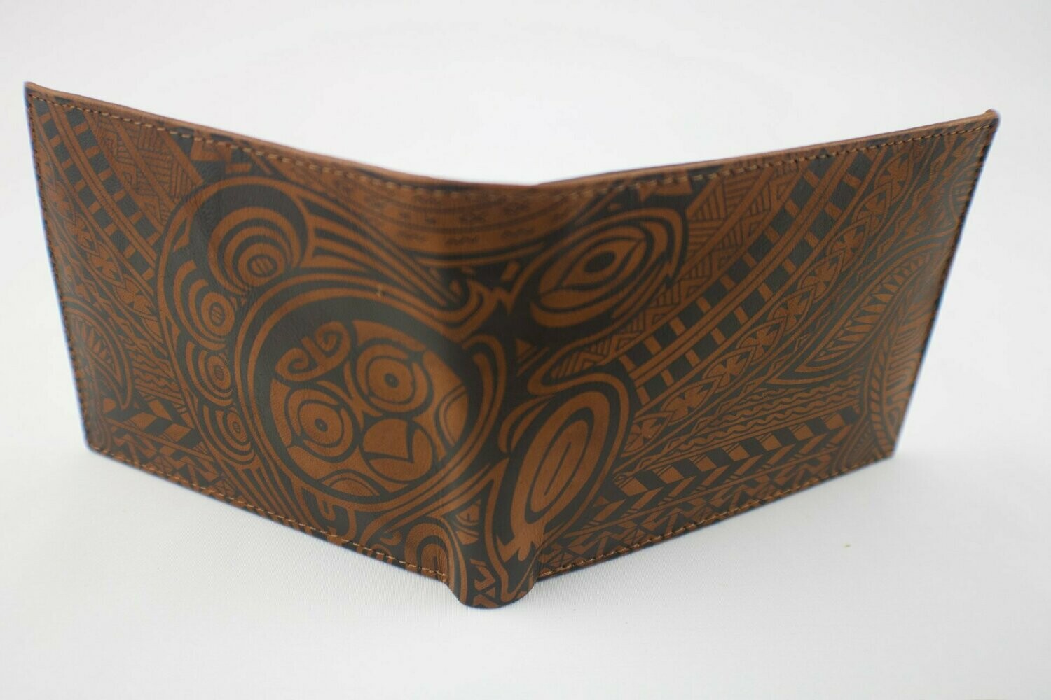 NA KOA Bifold Leather Wallet, Style: Brown Turtle